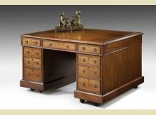 19th Century mahogany pedestal desk with tooled leather writing surface